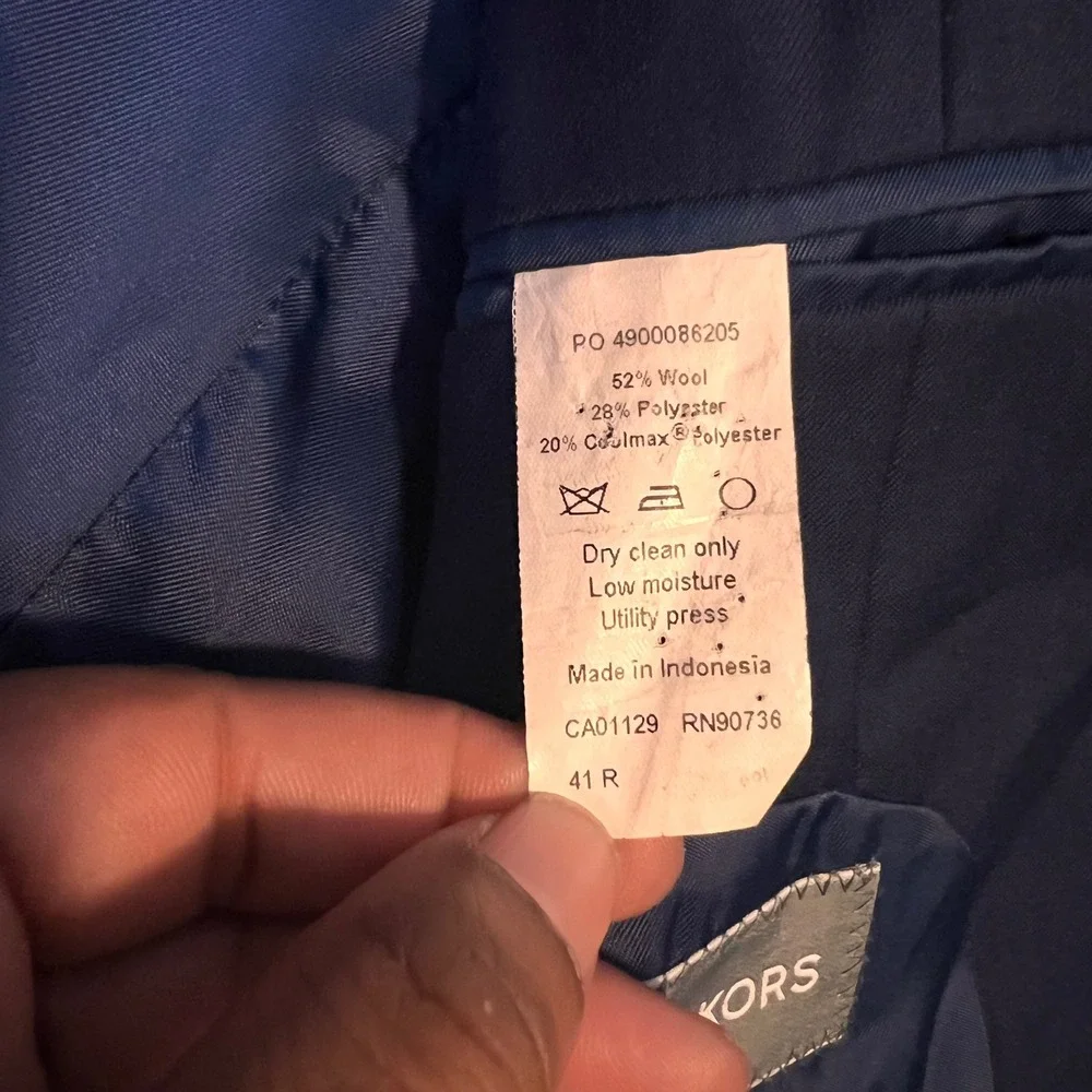 Michael Kors Blazer Sport Coat Two Button‎ Navy Blue Business Career Mens 41R